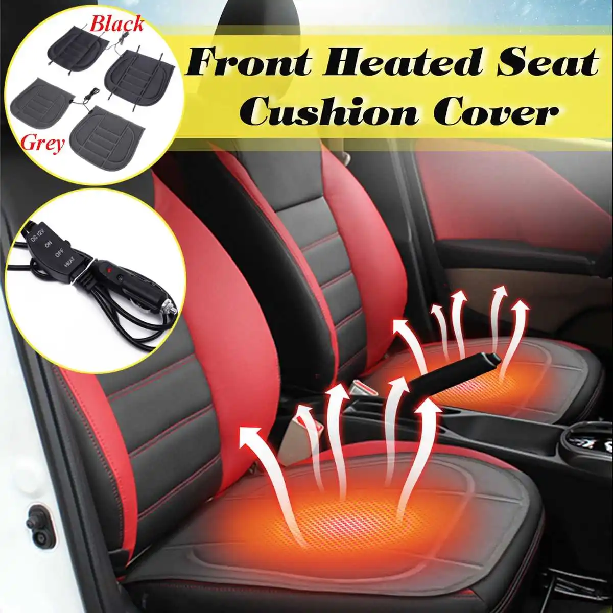 Double DC 12V Universal Car Heated Seat Cover Cushion Auto Heater Warm