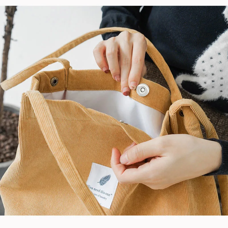Women Canvas Tote Bag 2019 Corduroy Shopping Female Eco Cloth Handbag Big Women Folding Shoulder Reusable Foldable Shopper Bags