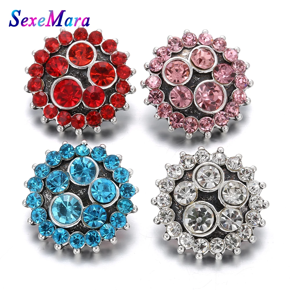 Wholesale Metal Flower Snap Buttons Jewelry DIY Metal Rhinestone Snaps