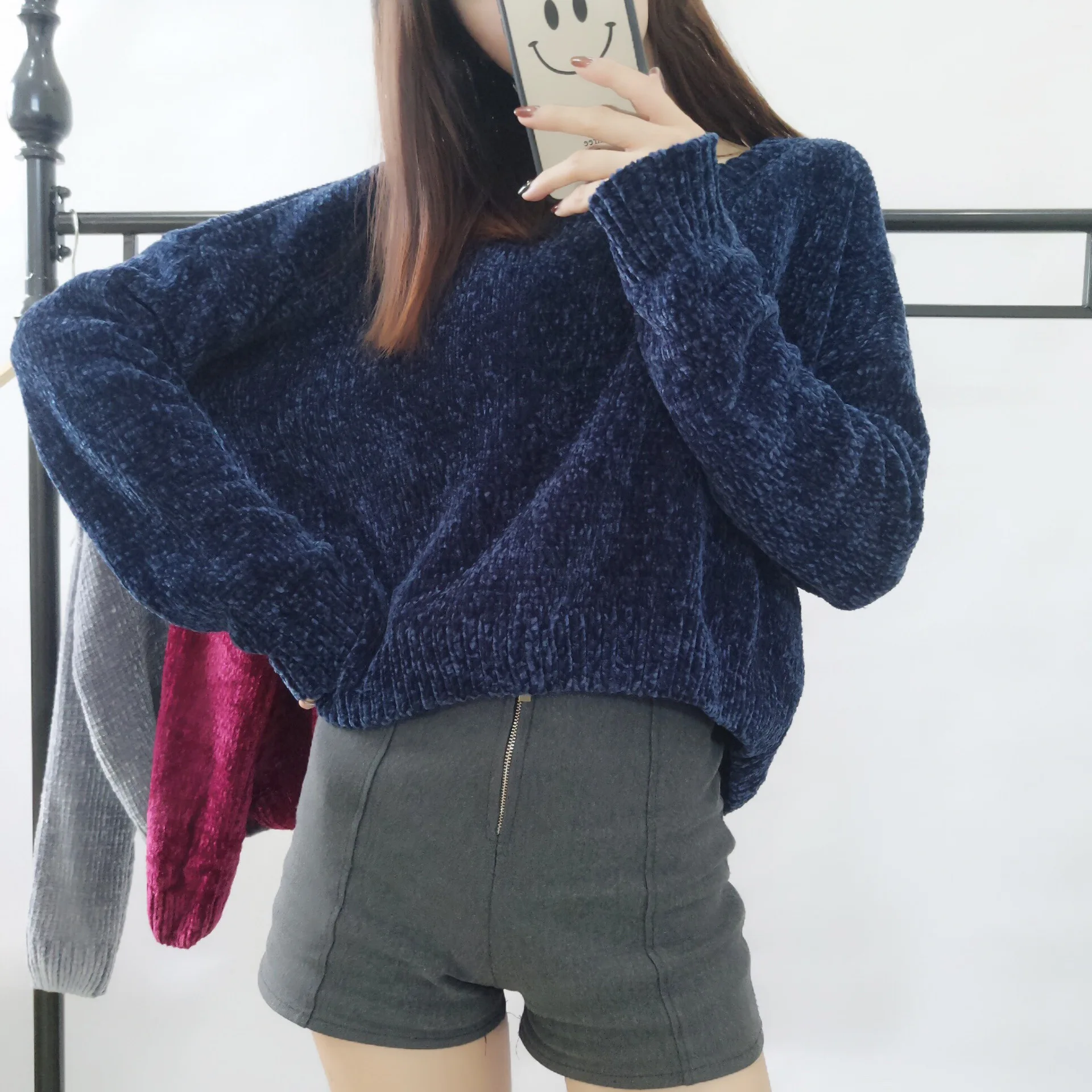

New Style Women Sweaters and Pullovers Short Office Lady Coat Women O Neck Jumper
