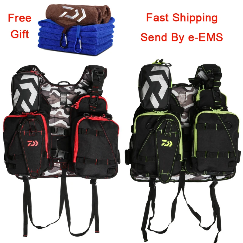 

Daiwa Outdoor Fishing Vest Safety Life Jacket Men Fishing Clothes Portable Flotation Vest Fishing Pesca Clothing Free Towel
