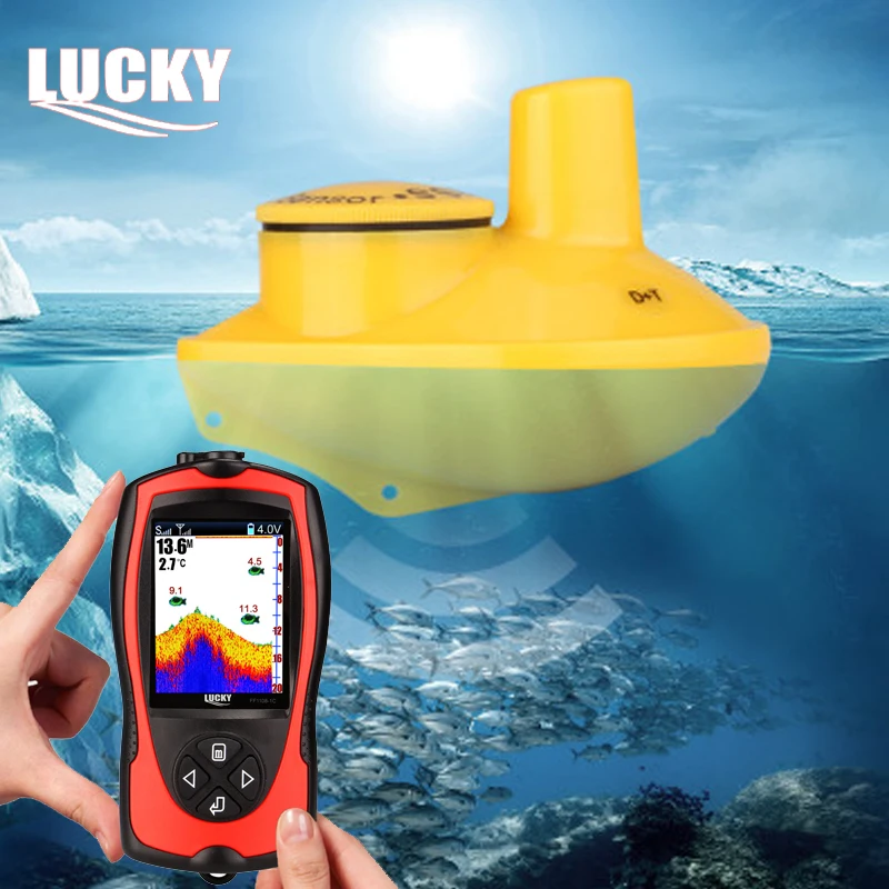 

Lucky FF1108-1CW Fish Finder Portable Wireless Sonar fishfinder Transducer ICE fishing Fishfinder Alarm English Russian Manual