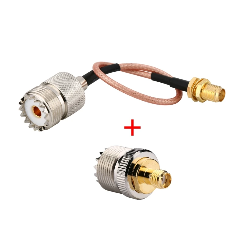 Комплект из 2 адаптеров SO239 UHF Мама мама SMA + коннекторы ОТРЕЗОК кабеля антенны RG316