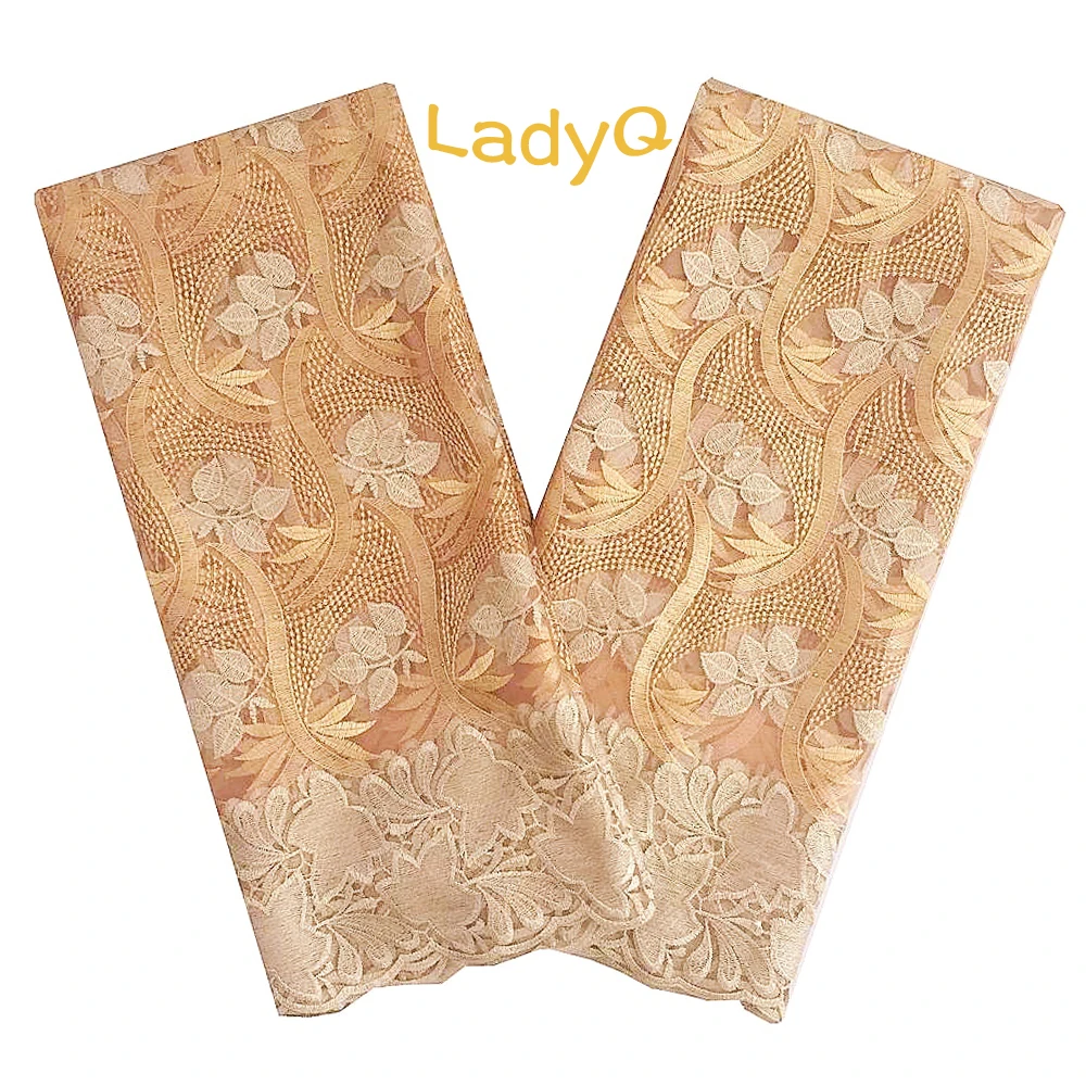 Золотая африканская кружевная ткань LadyQ 2019 высококачественное кружево белый