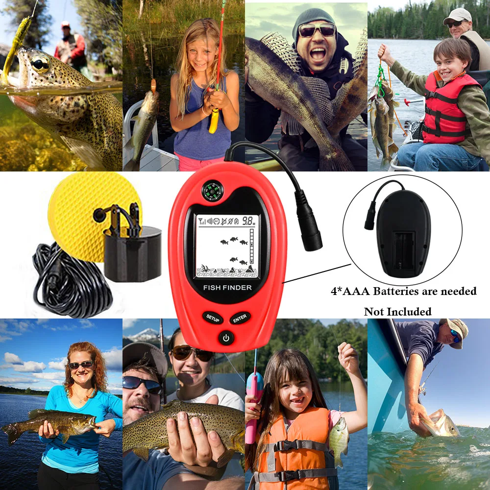 Эхолот глубина LUCKY Fishing FF818 портативный рыболокатор с компасом и датчиком сонара