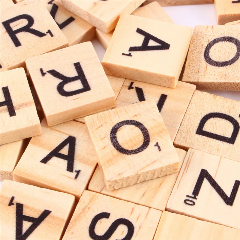Горячая продажа 100 шт деревянные ремесла Алфавит Scrabble плитка буквы и цифры