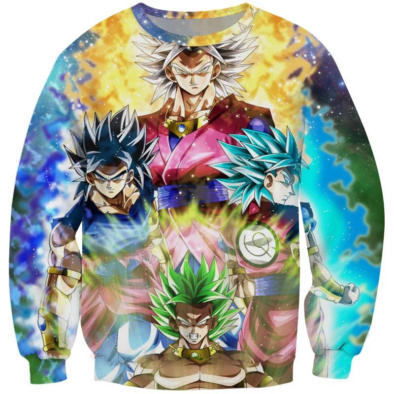  Harajuku Anime Dragon Ball Z DBZ 3D Print Super Muscle Goku Sweatshirt Men/women Hiphop Streetwear Hoodies Boys Blue Clothes