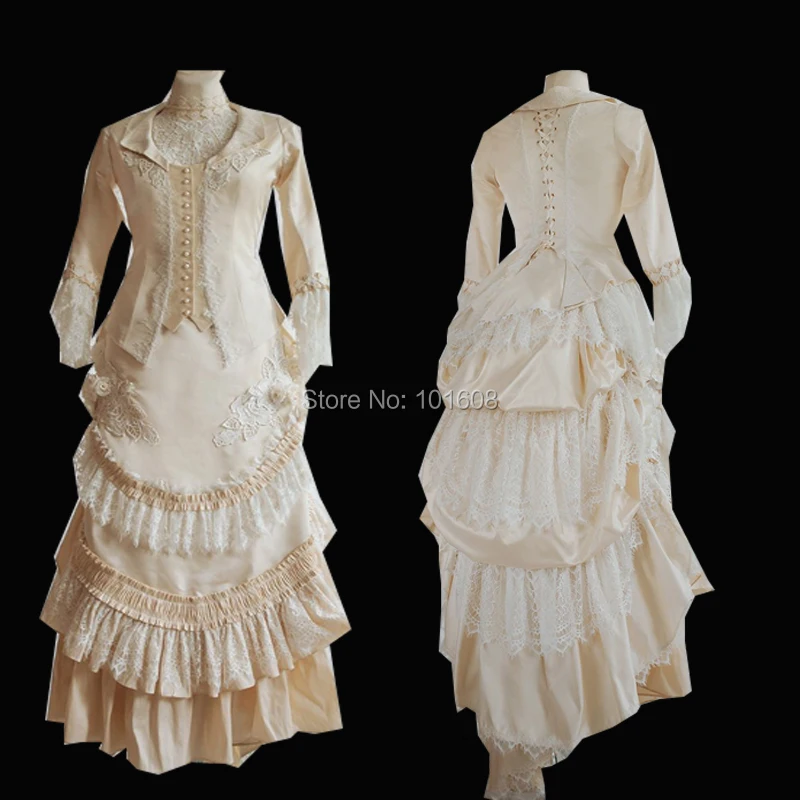 

Tailored!Luxs Duchess Princess walking Dress Long Sleeve Civil War/Southern Belle Historical Reenactment Theatre dress HL-551