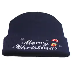 MISSKY универсальная зимняя женская мужская шапка с буквенным принтом вязаная шерстяная шапка теплая веселая Рождественская вышитая вязаная