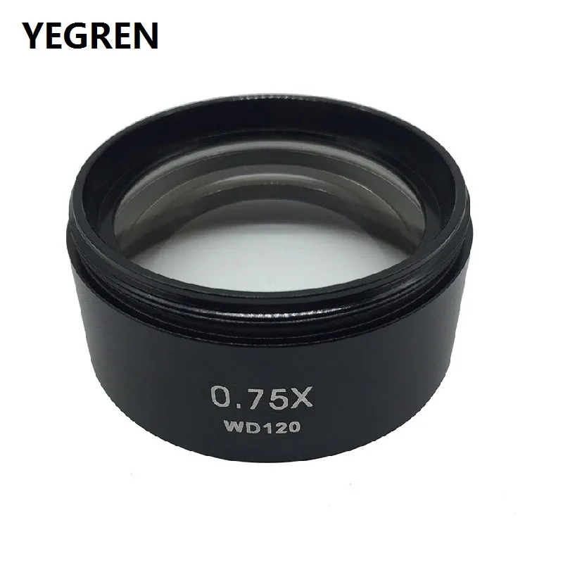 0.75X Barlow Auxiliary Objective Reduction Lens for Stereo Microscope with Working Distance 120 mm Mounting Thread M48 x 0.75