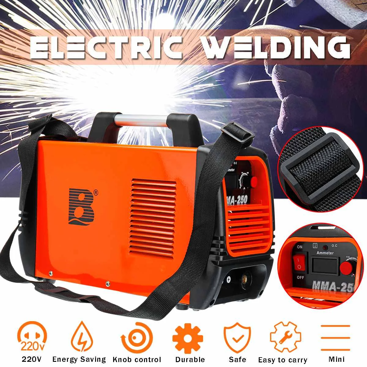 

Electric Welder Handheld 220V 250A MMA Inverter ARC IGBT Welding Machine Tool Steel Alloy Protective Circuit EU Plug Efficiency