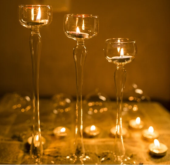 

1pc Hot Sale Handmade Glass Candlestick European Crystal Candle Holder For Romantic Dinner Ornaments Oj 2080