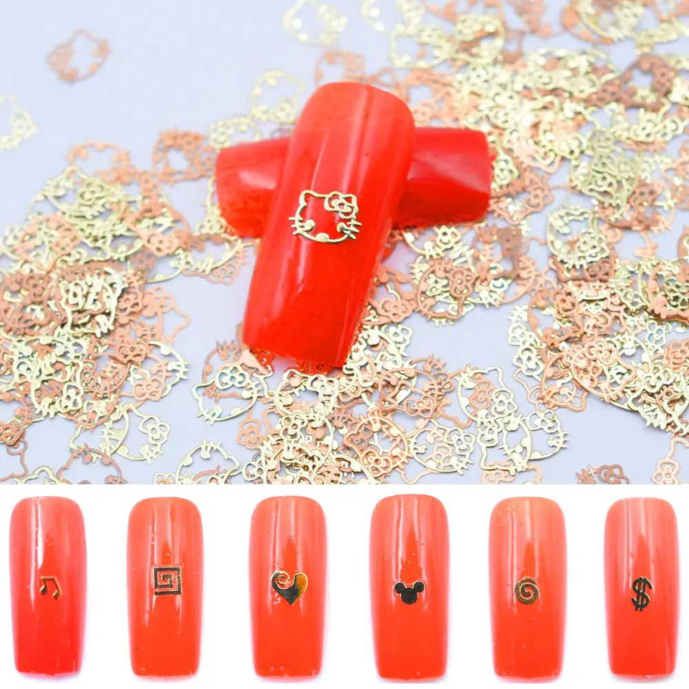 

800pcs/Pack Golden Carton Nail Gems Metal Brand Symbol Nail Art Accessory Nail Suplies