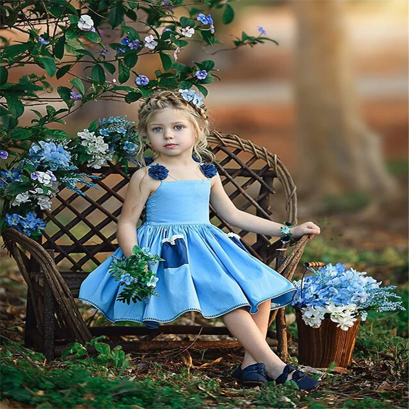 

2019 New Fashion Spring Summer Toddler Kid Baby Girl Floral Party Formal Skater Children Dress Sundress Clothes Beach