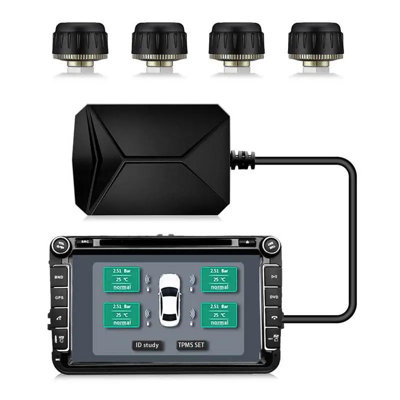 

CST - TY06 Tire Pressure Monitoring System USB TPMS Tire Pressure Alarm With 4 External Sensors For Most Vehicles CST-TY06