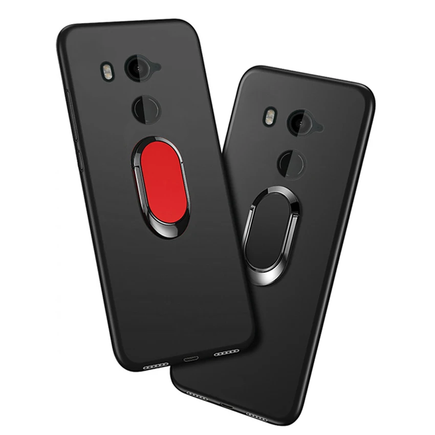 

U11Eyes Phone Funda for HTC U11 Eyes Case luxury 6.0" Soft Black Silicone Magnetic Car Holder Ring Case for HTC U11 Eyes Cover