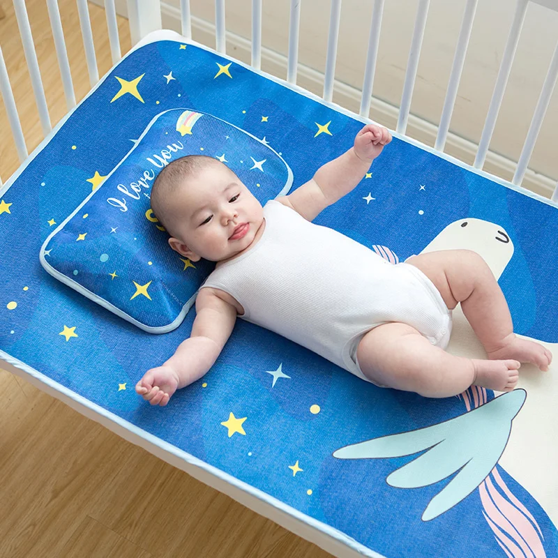 Baby Sleep Mat For Summer 3 Pcs Baby Pillow With Filling Baby Mattress Cover Cool Baby Crib Sheet Fitted Crib Size 120*60 cm Baby Sleep Mat For Summer 3 Pcs Baby Pillow With Filling Baby Mattress Cover Cool Baby Crib Sheet Fitted Crib Size 120*60 cm