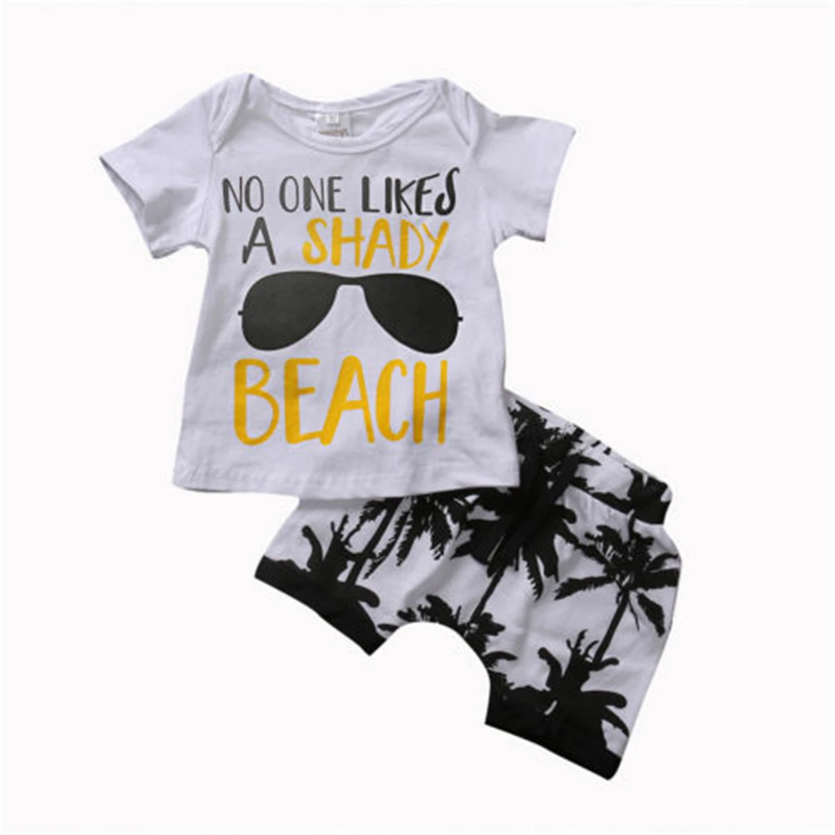 

Toddler Baby Boy Beach Letter Glasses Set Summer T-shirt Tops+Shorts Pants Clothes Outfits Set