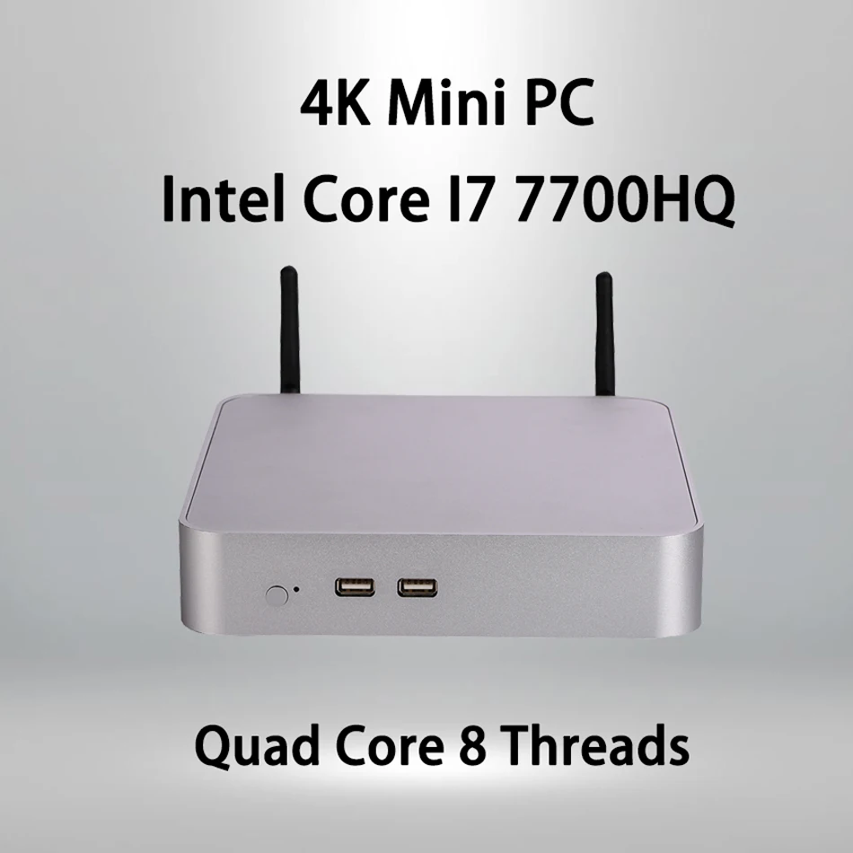 Fan Mini PC,Intel Core I7 7700HQ,Windows 10/Ubuntu,Silver,[HUNSN BA03],(WiFi/1HDMI1.4//1DP1.2/1VGA/4USB3.0/2USB2.0/1LAN)