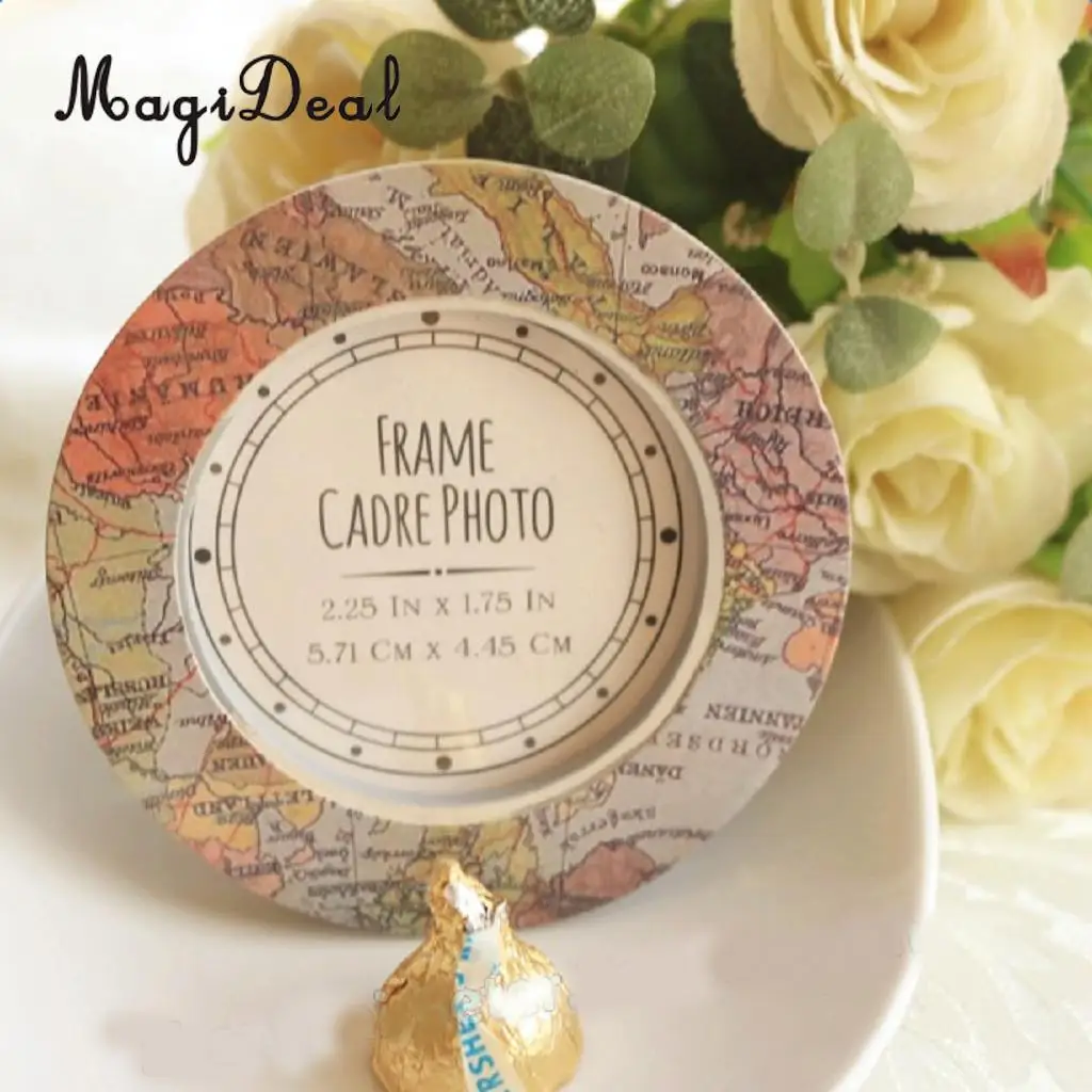 

MagiDeal Vintage Map Picture Photo Frame Kids Birthday Party Table Place Card Holder Decor for Travel Wedding Favors Gifts
