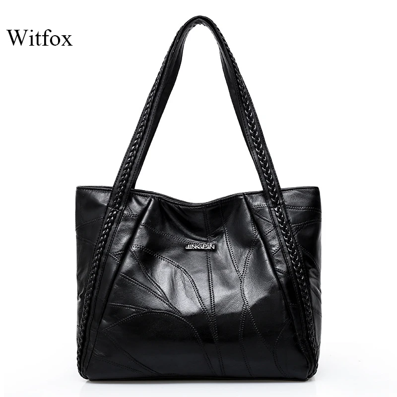  WITFOX 100% Genuine leather sheep skin women 's shoulder bag big capacity thread pattern shopping p - 33015995550