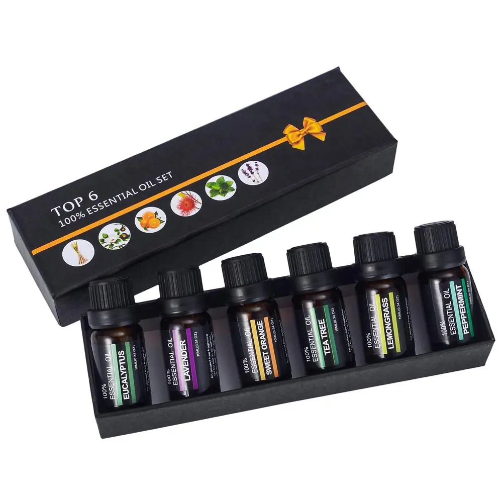 100% Pure Natural Aromatherapy Oils Kit 10Ml For Humidifier Water-Soluble Fragrance Oil Massage Essential Set 6Pcs/Set |
