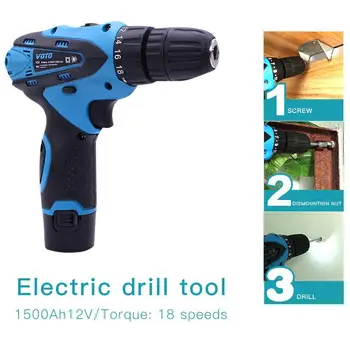 

12V Multifunctional Household Tool Rechargeable Hand Drill Lithium Battery Impact Drill Micro Electric Screwdriver