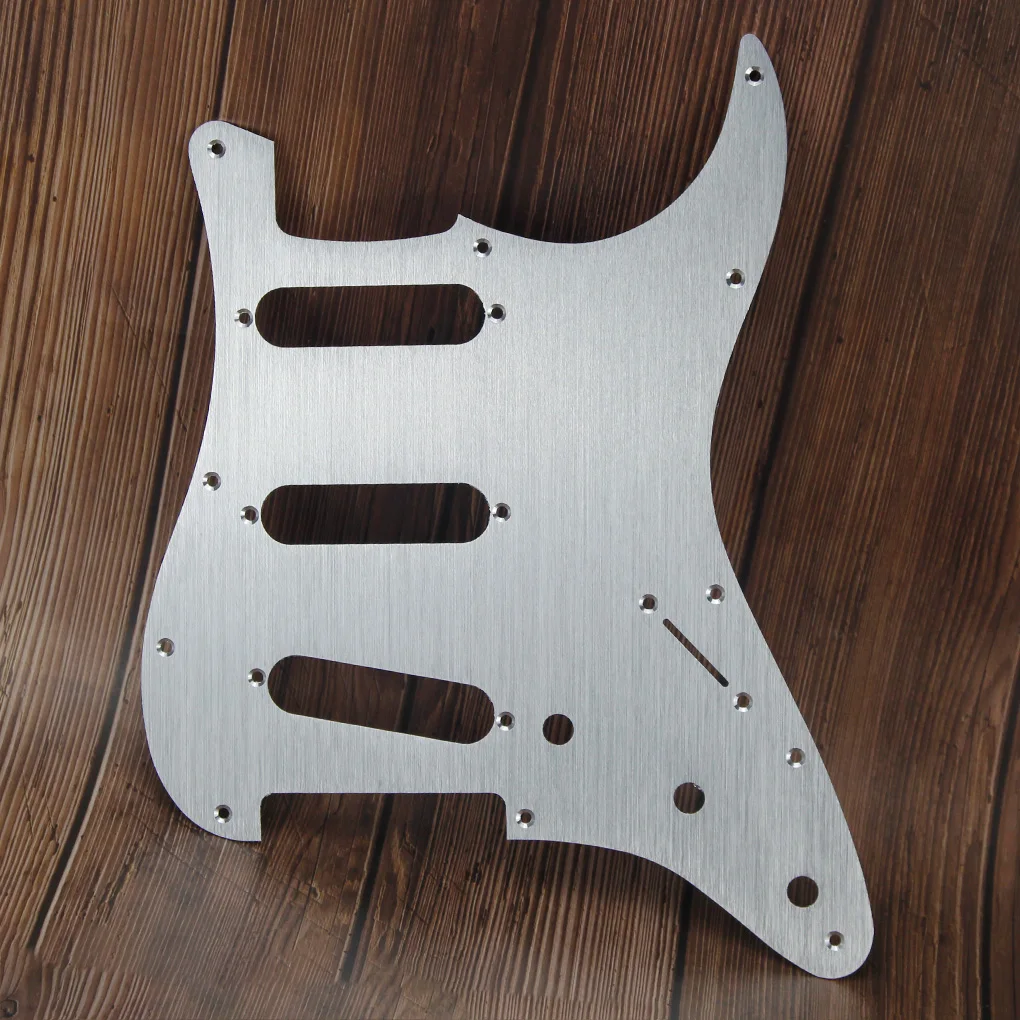 FLEOR aluminum Metal Pickguard 11 Hole электрогитара накладка SSS Strat с винтами для гитарной пластины, серебряный цвет