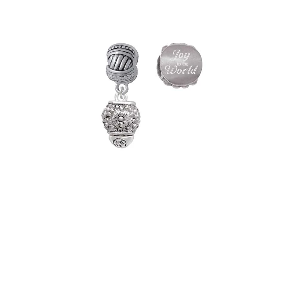 Silvertone Flowers Spinner Joy to the World Charm Beads (набор из 2)| |