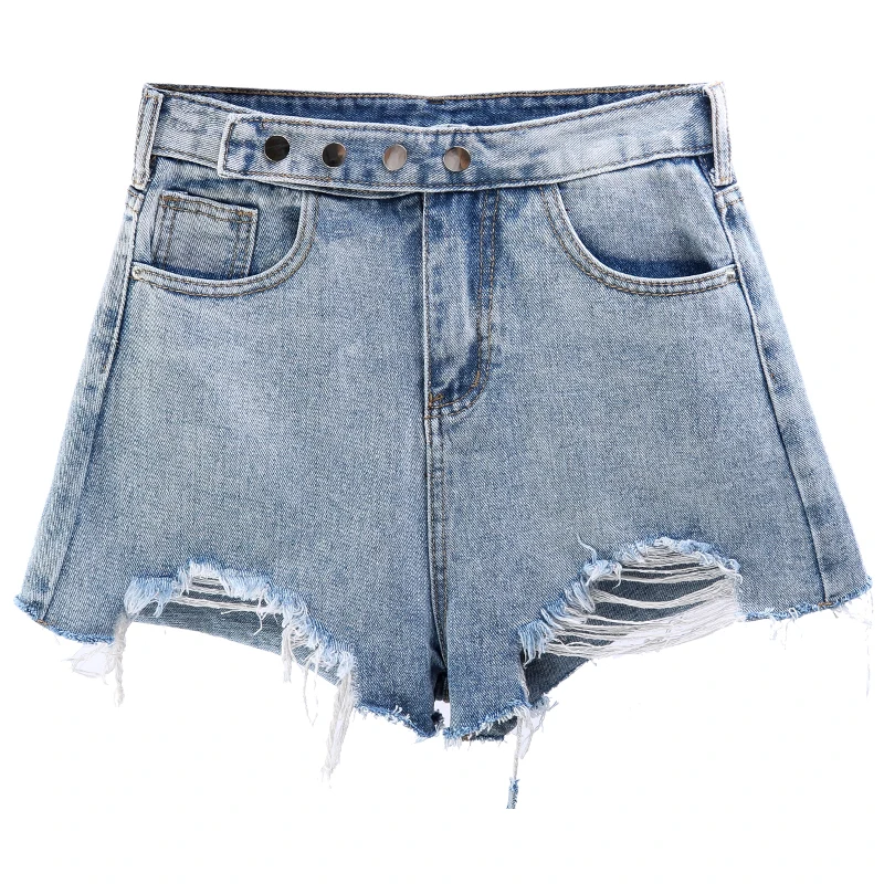 

Fashion Mini Short Jeans 2019 Summer Women Vintage High Waist Denim Shorts Frayed Hole Female Washed Shorts