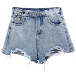 Moda Mini Jeans Cortos 2019 Verano Mujer Vintage Cintura Alta Pantalones Cortos de Mezclilla Agujero Deshilachado Mujer Lavado Pantalones Cortos Moda Mini Jeans Cortos 2019 Verano Mujer Vintage Cintura Alta Pantalones Cortos de Mezclilla Agujero Deshilachado Mujer Lavado Pantalones Cortos