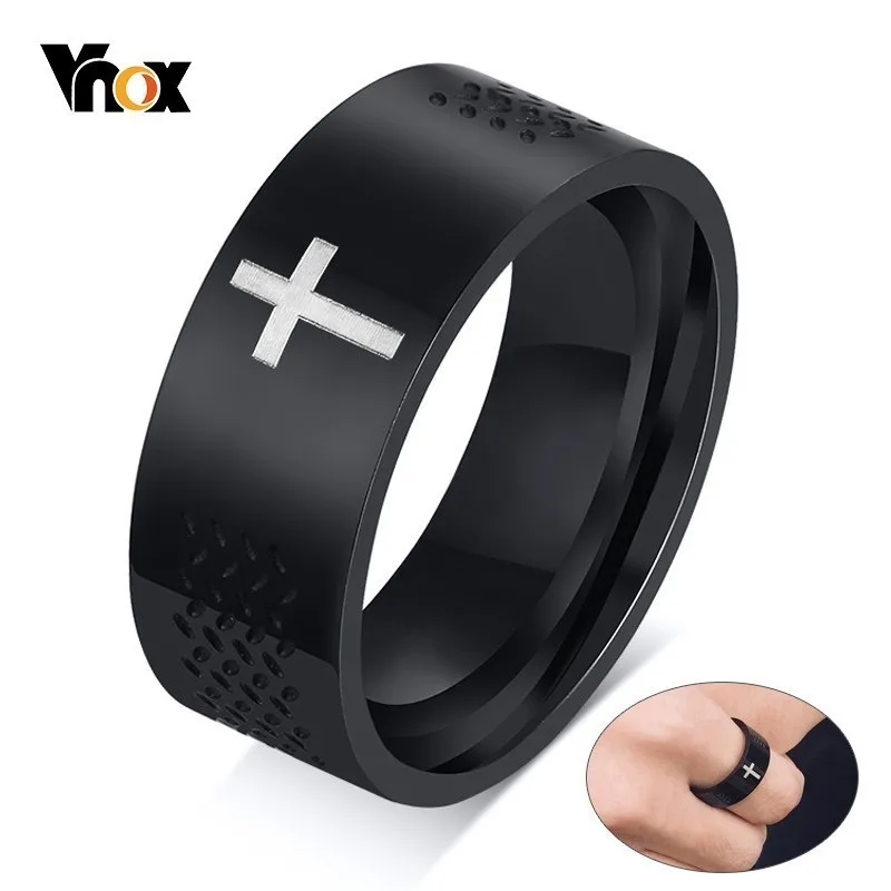 

Vnox 8MM Basic Mens Rings with Engraved Cross AUM Eye of Horus Ankh Masonic Wedding Bands anillo anel masculino