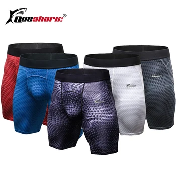 

Queshark Men Running Shorts Sport Leggings Compression Tights Skinny Gym Fitness Short Pants Training Sports Shorts Slim Jogger
