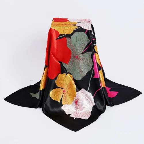 Дизайн Шелковый женский шарф 90*90 см квадратные атласные шарфы для женский платок на голову для волос Шелковый шарф для сна