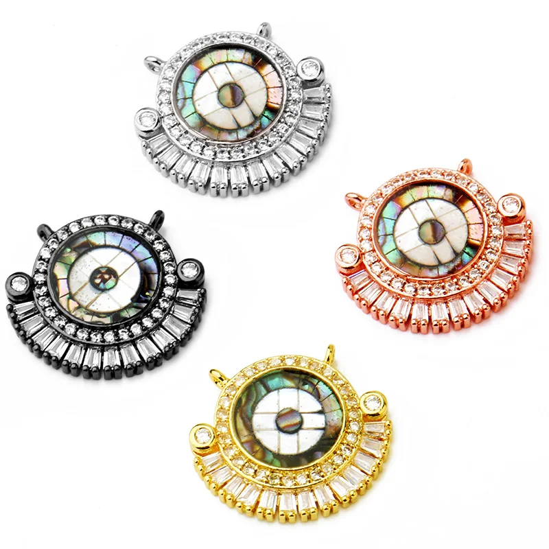 

New Hot Copper Plating Round Inlay Zircon Charms Pendants for Bracelet Necklace DIY Jewelry Making Finding Accessories