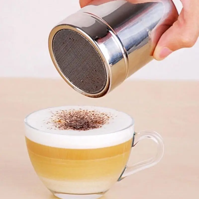 

Multifunctional Stainless Steel Chocolate Shaker Cocoa Flour Salt Powder Icing Sugar Cappuccino Coffee Sifter Lid Cooking Tools