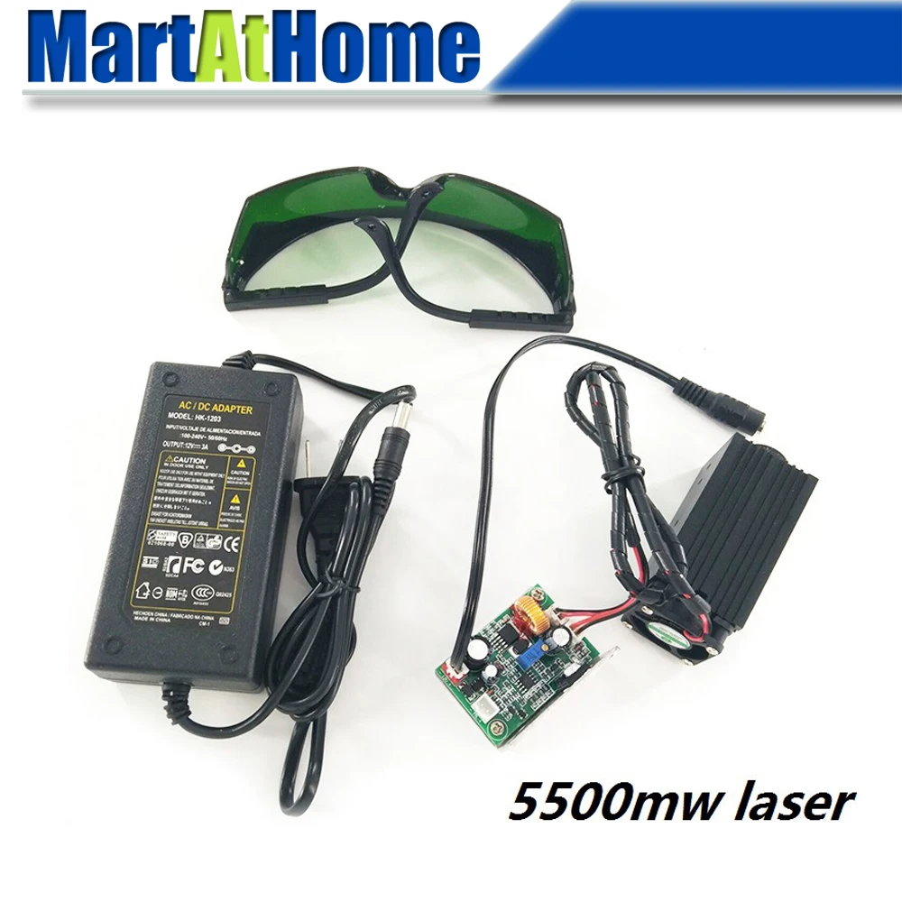 US $113.90 55W 450nm Laser Module Kit Blue Violet PWM TTL Adjustable Focal Length With Power Supply Driver For DIY CNC Machine Engraving