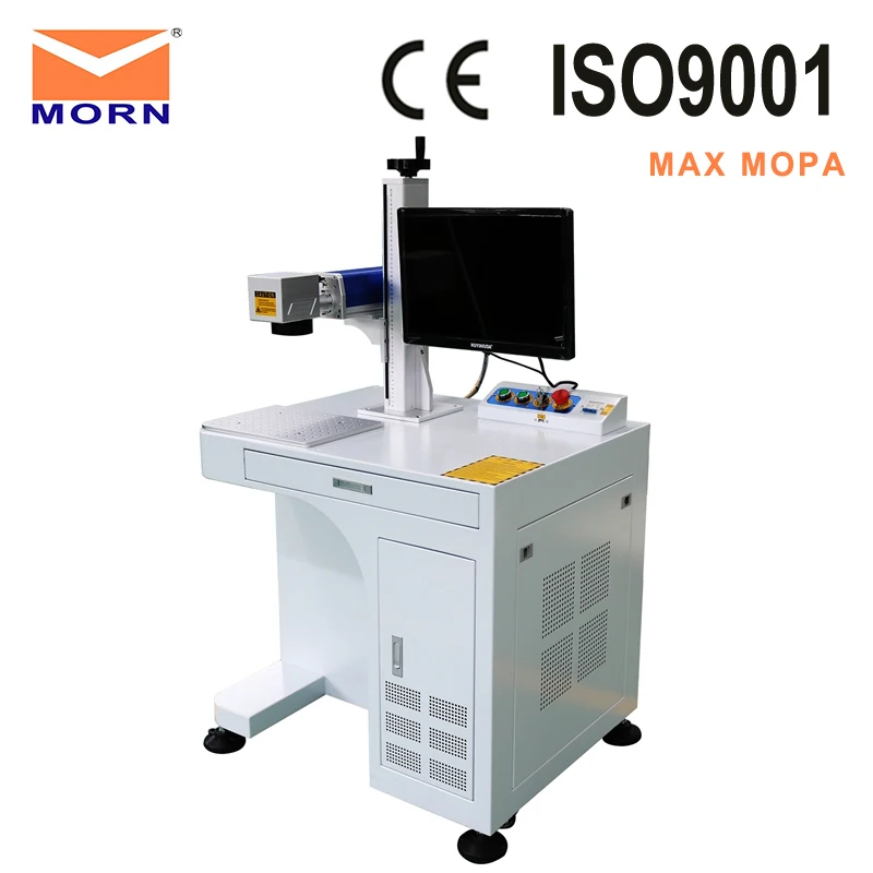  MOPA color Fiber Laser Marking machine engaving nameplate with computer 30w