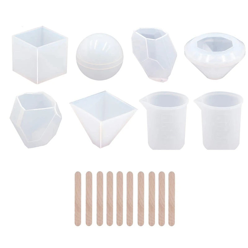 

18Pcs Diy Silicone Resin Casting Molds Tools Set Includes 6 Resin Casting Molds Large Clear Silicone Molds 2 Measurement Cup 1
