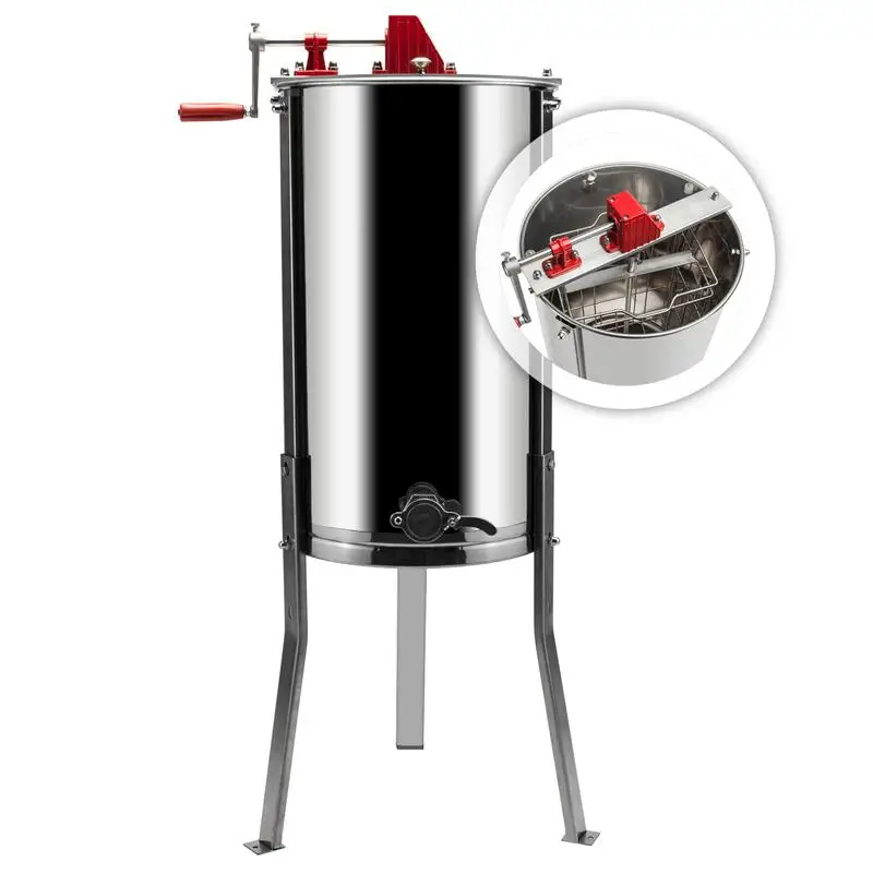 

2 Frame Manual Honey Extractor Beekeeping Equipment Food Grade Stainless Steel Durable Silver Clear Plexigla Top