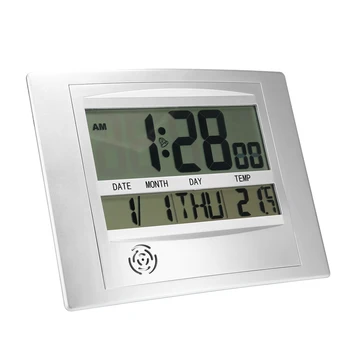 

Digital Temperature Wall Clock Digital LCD Display Wall Alarm Clock Calendar Function 12/24 hour Display for Home Office Decor