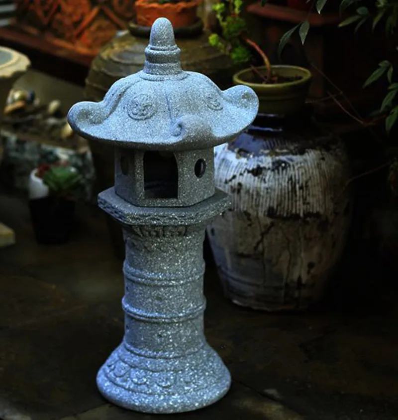 Винтажные фигурки и миниатюрные украшения в японском стиле, садовый пейзаж, подсвечник, подсвечник, имитация камня, ремесла