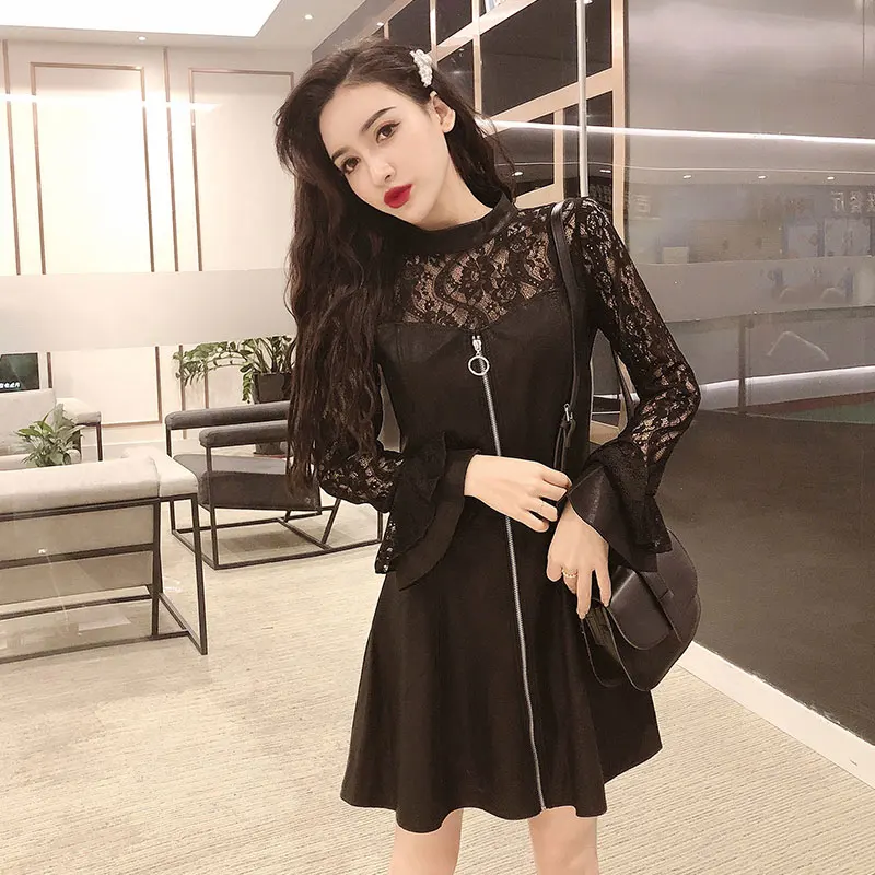 Autumn winter new fashion aesthetic bodycon dress vintage elegant Solid ...