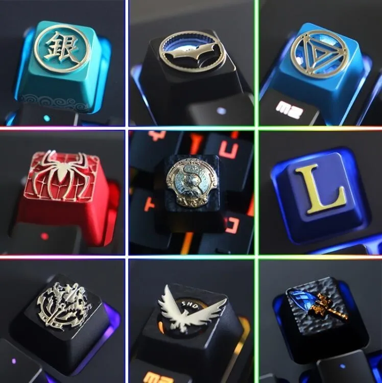  1pc Zinc Aluminium Alloy Key Cap Mechanical Keyboard keycap for Marvel LOL DOTA 2 Overwatch R4 Heig