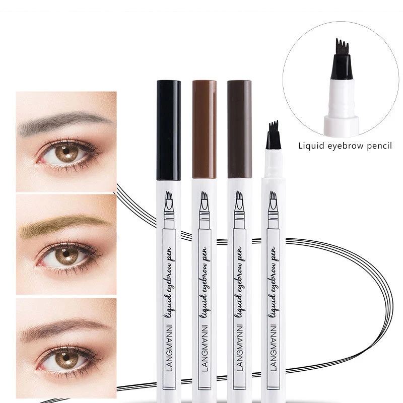 

Makeup Microblading Tattoo Eyebrow Pencils Waterproof Fork tip Eyebrow Tattoo Pen 4 Head Fine Sketch Enhancer Korean Cosmetics