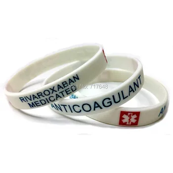 

100pcs RIVAROXABAN medicated wristband silicone bracelets free shipping by epacket A