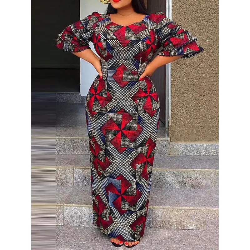 

Women Maxi Dresses Elegant Gray Office Lady Party Plus Size Bodycon High Waist Print Sexy Female Fashion Sweet Simple Dress