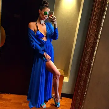 

Women Summer Long Beach Sunscreen Smock Solid Color Chiffion Beachwear Bathing Suit Bikini Swimwear Cover-Ups Ladies Beachwear