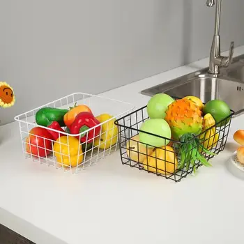 

Iron Storage Basket Art Wrought Storage Basket Desktop Bathroom Kitchen Metal Organizer Holder Home Sundries Container