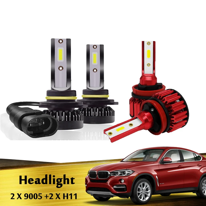 

Head Light Bulb Kit 9005 x 2 pcs +H11 2pcs LED Canbus Headlight Bulbs Kit 6000K 48000LM 200W